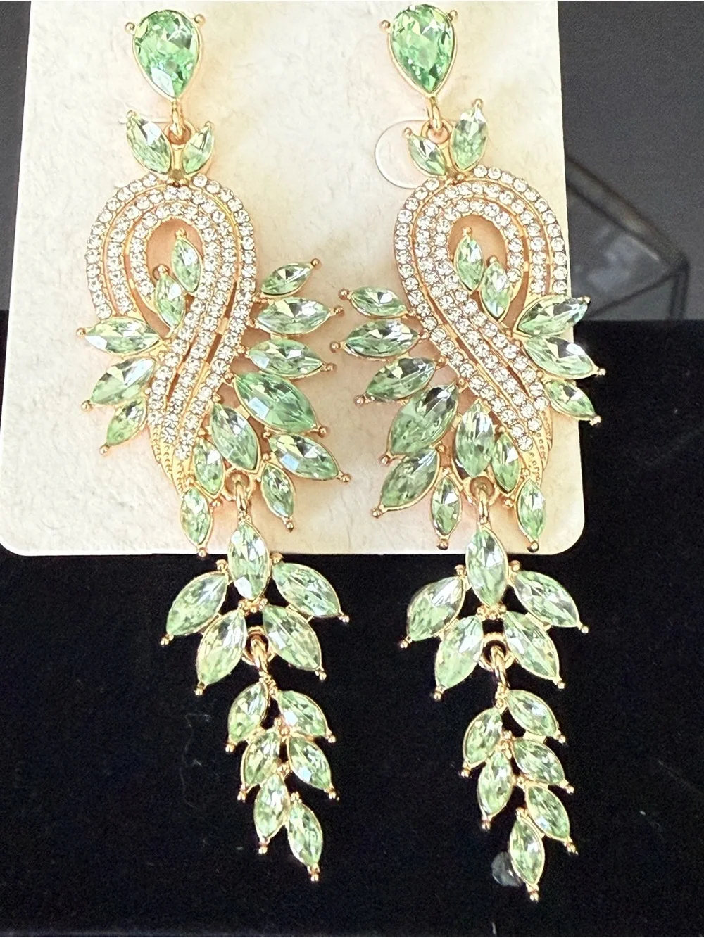 Gold-Tone Light Green Crystal Cascade Drop Earrings - Accessorize